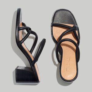 Madewell Tayla Leather Heeled Mule Strappy Sandal Black 8.5